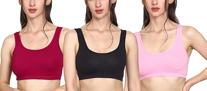 Women Cotton Medium Impact Sports Bra for Women | Daily Use | Non-Wired | Non-Padded | Seamless Bra